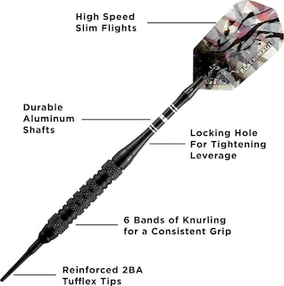 Foto 3 | Darts Viper Black Magic, Punta Blanda, 18 G, Con Moleteado Mediano - Venta Internacional.