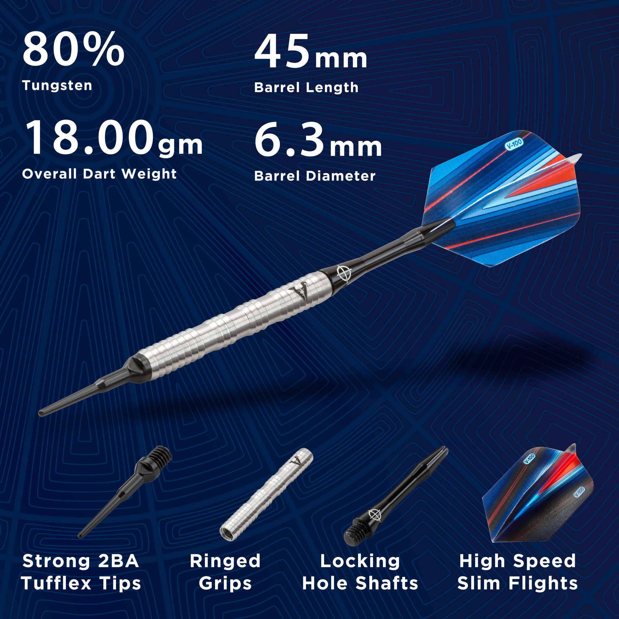 Foto 4 pulgar | Darts Viper Sidewinder, 80% Tungsteno, Punta Blanda, 18 G, Plata - Venta Internacional.