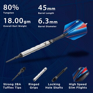 Foto 3 | Darts Viper Sidewinder, 80% Tungsteno, Punta Blanda, 18 G, Plata - Venta Internacional.