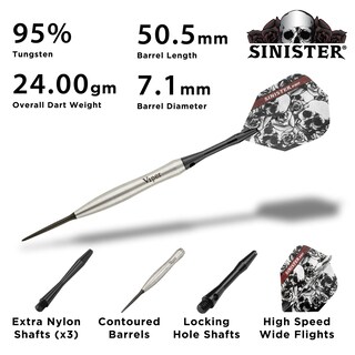 Foto 4 | Darts Viper Sinister Con Punta De Acero De Tungsteno (95%), 24 G, Color Plateado - Venta Internacional.