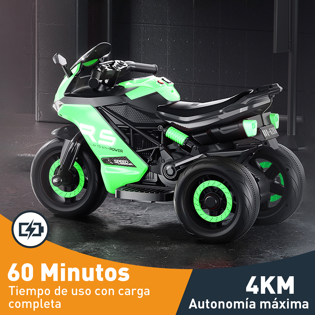 Foto 3 | Mini Moto Eléctrica Infantil Recargable Honey Whale Bdq-6288 Verde