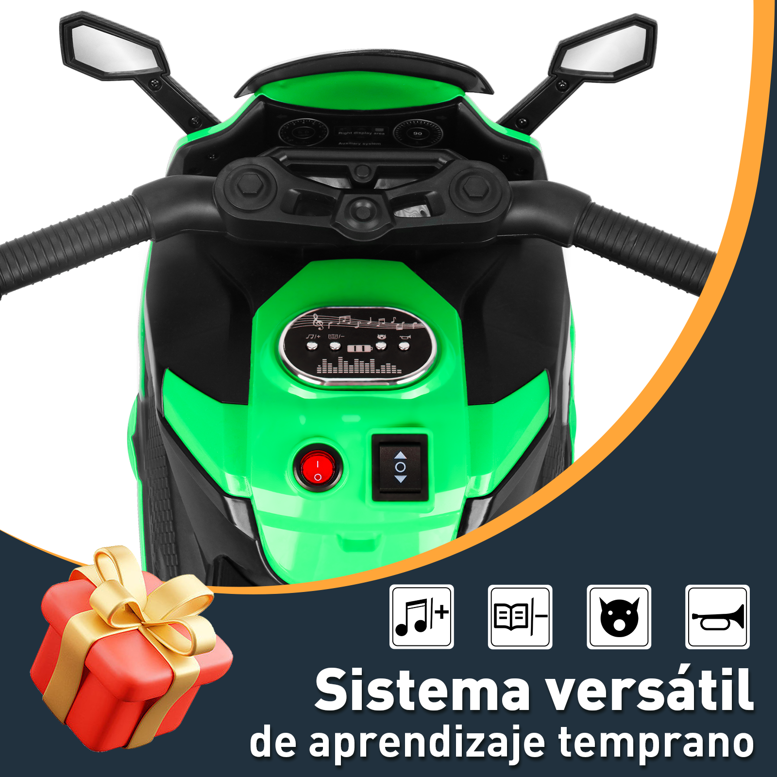 Foto 5 pulgar | Mini Moto Eléctrica Infantil Recargable Honey Whale Bdq-6288 Verde