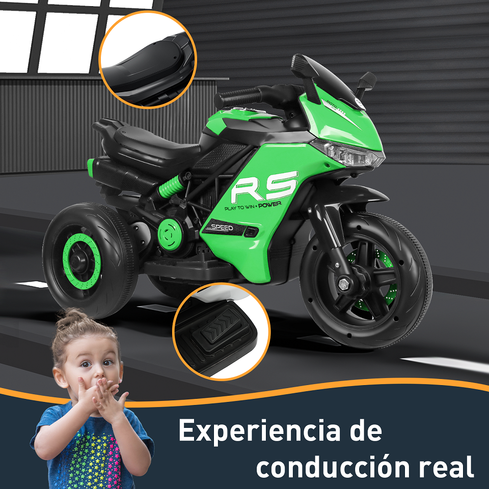 Foto 6 pulgar | Mini Moto Eléctrica Infantil Recargable Honey Whale Bdq-6288 Verde