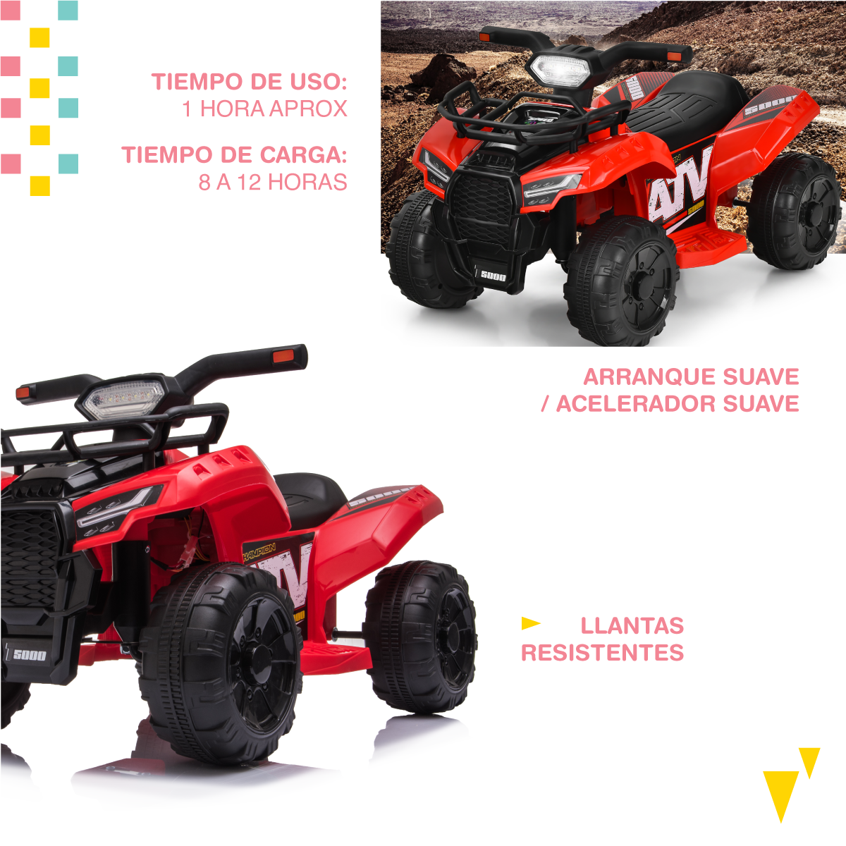 Foto 7 pulgar | Cuatrimoto ATV YEI Roja para Niños