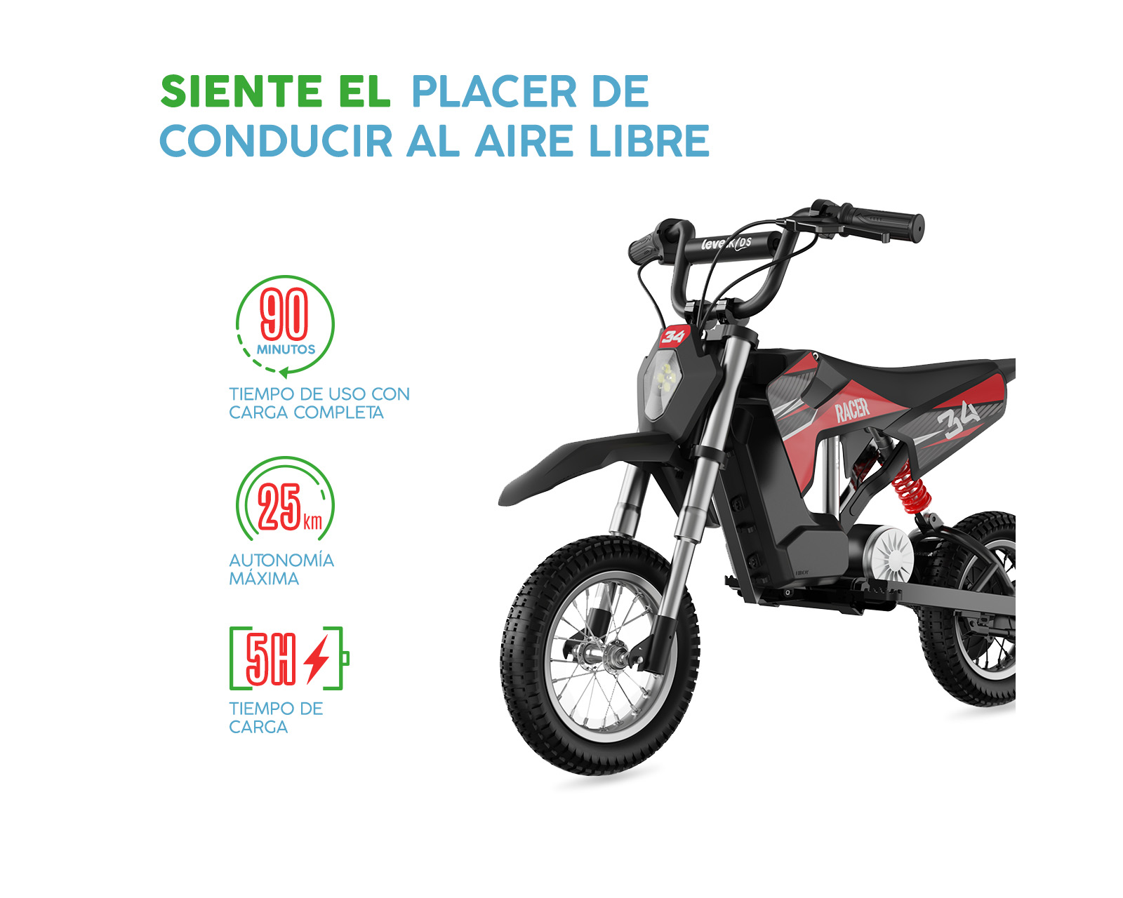 Foto 3 pulgar | Motocicleta Eléctrica Level Kids Racer 36v
