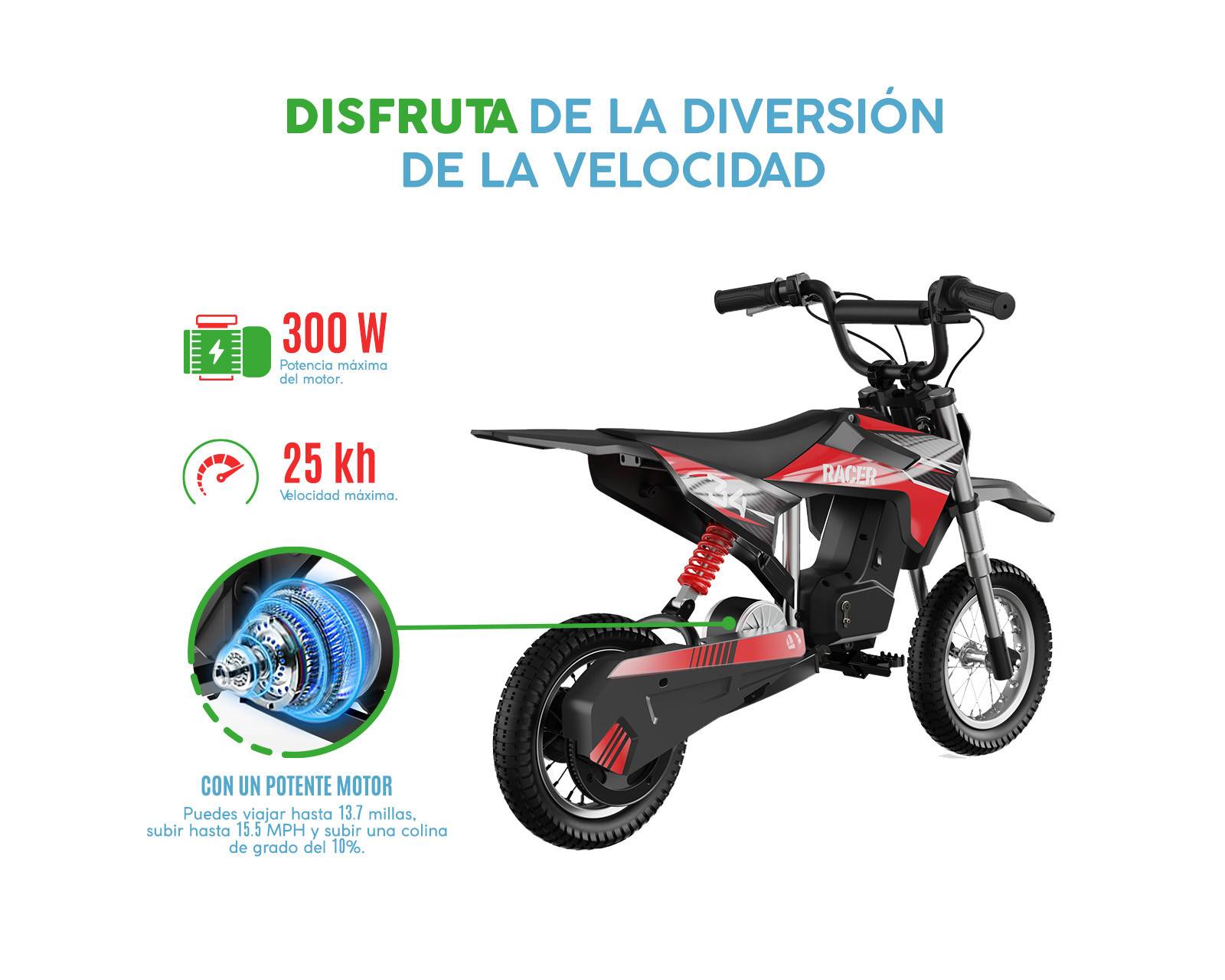 Foto 5 pulgar | Motocicleta Eléctrica Level Kids Racer 36v