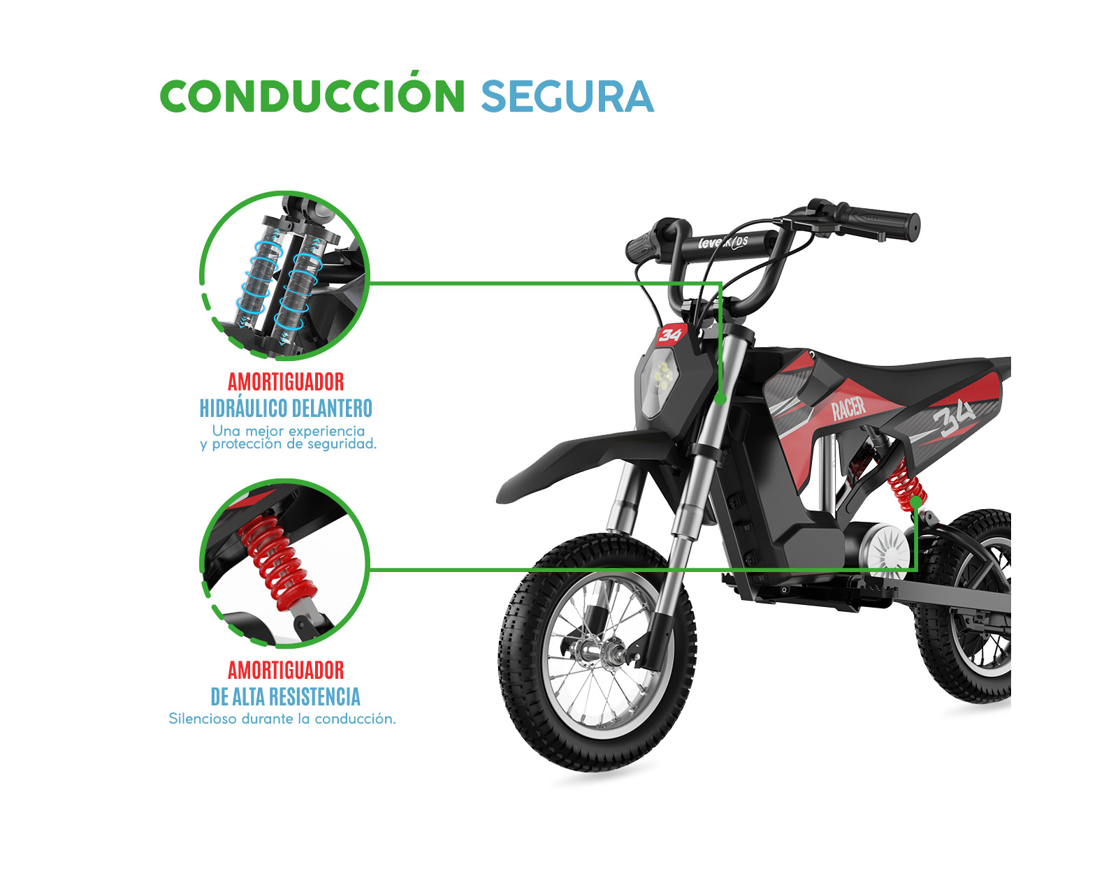 Foto 6 pulgar | Motocicleta Eléctrica Level Kids Racer 36v