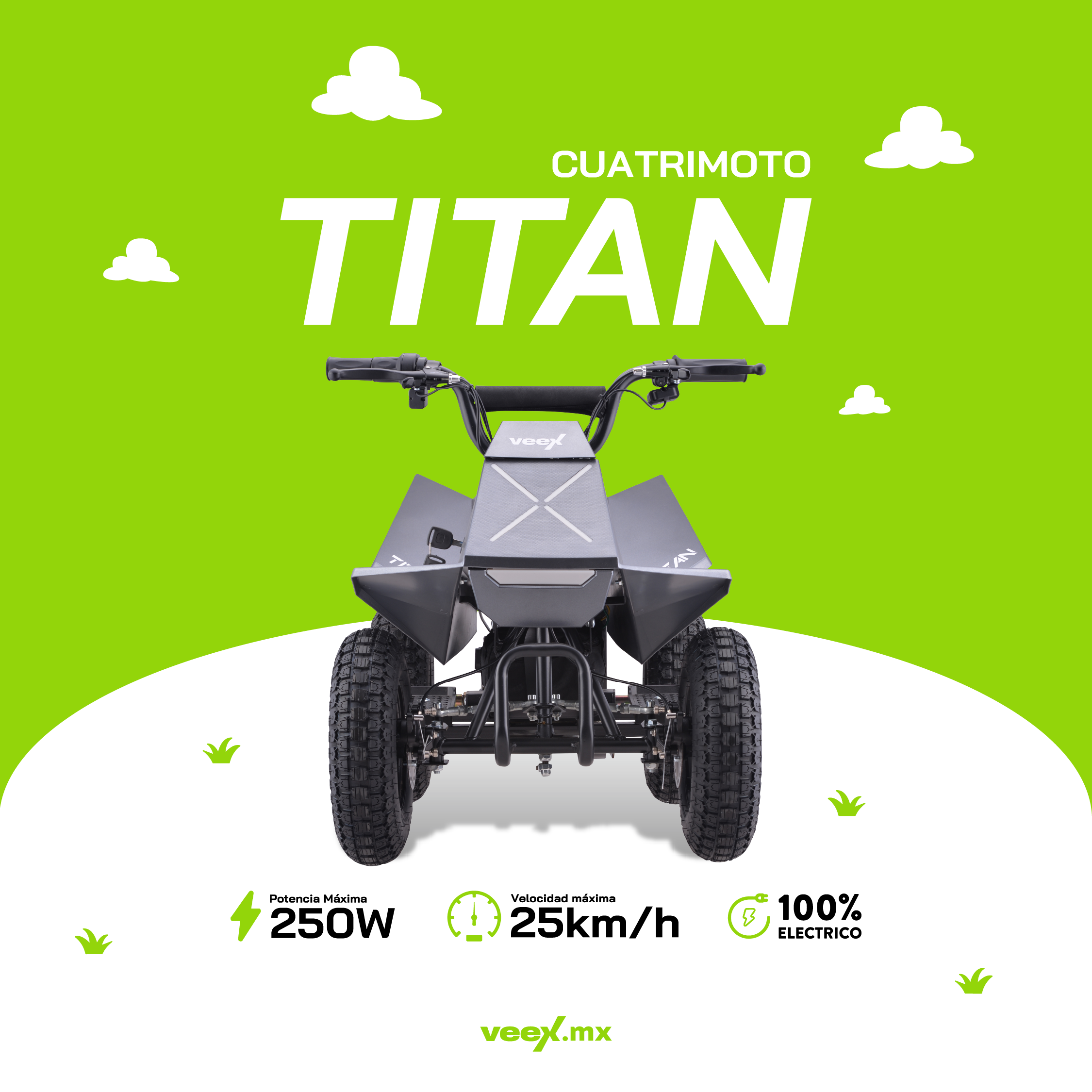 Foto 3 | Cuatrimoto Eléctrica Infantil Titan 24v 12ah 250w Gris
