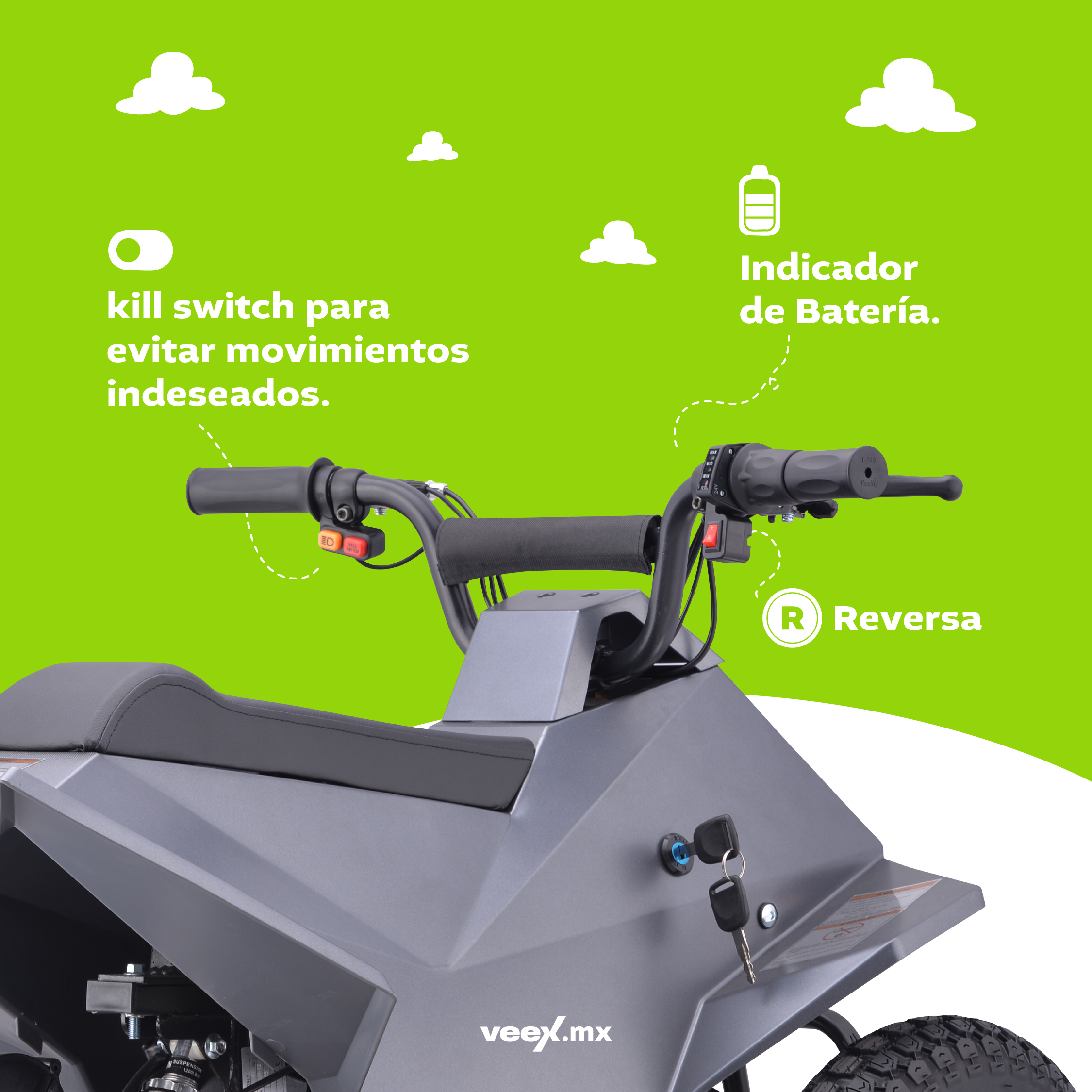 Foto 5 pulgar | Cuatrimoto Eléctrica Infantil Titan 24v 12ah 250w Gris