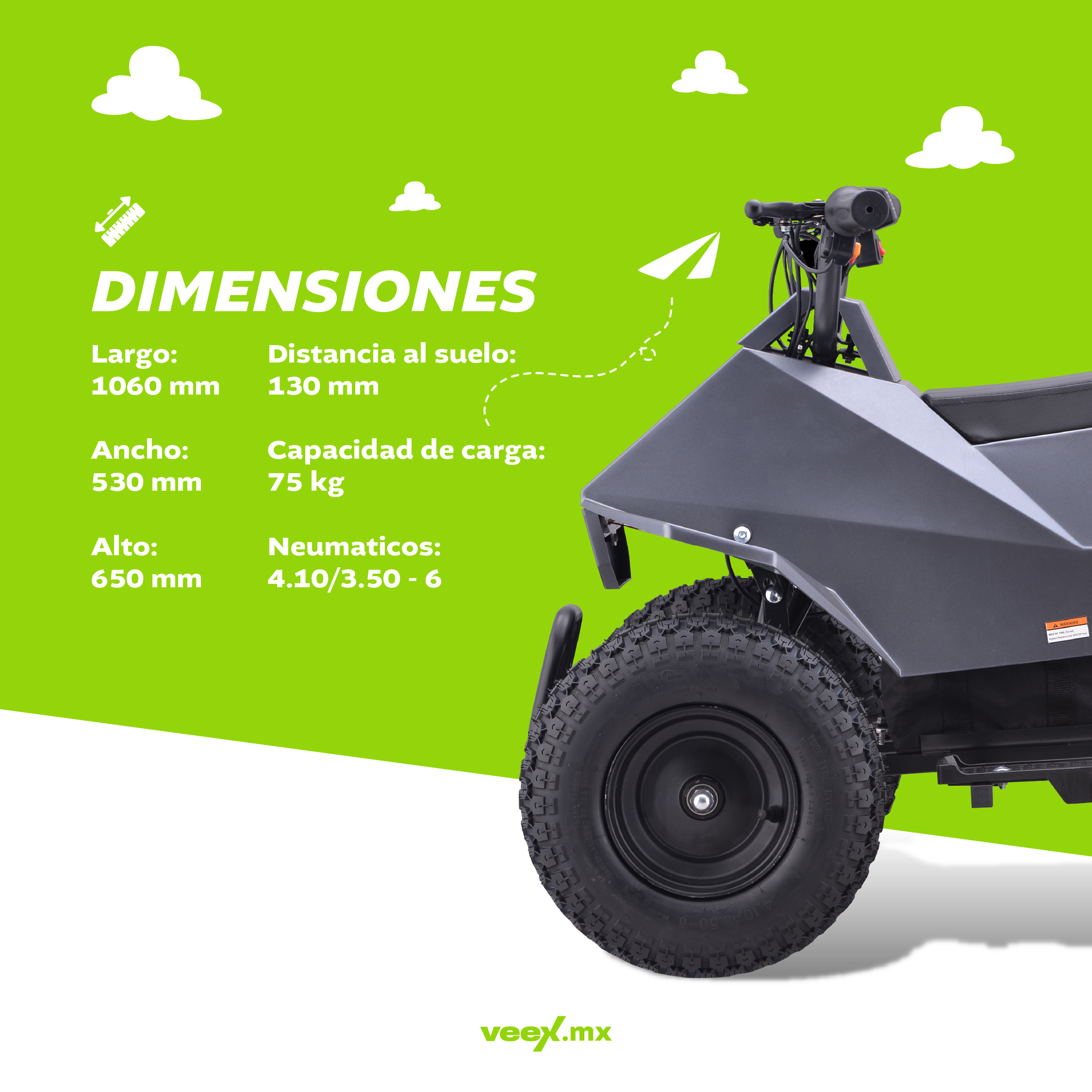 Foto 6 | Cuatrimoto Eléctrica Infantil Titan 24v 12ah 250w Gris