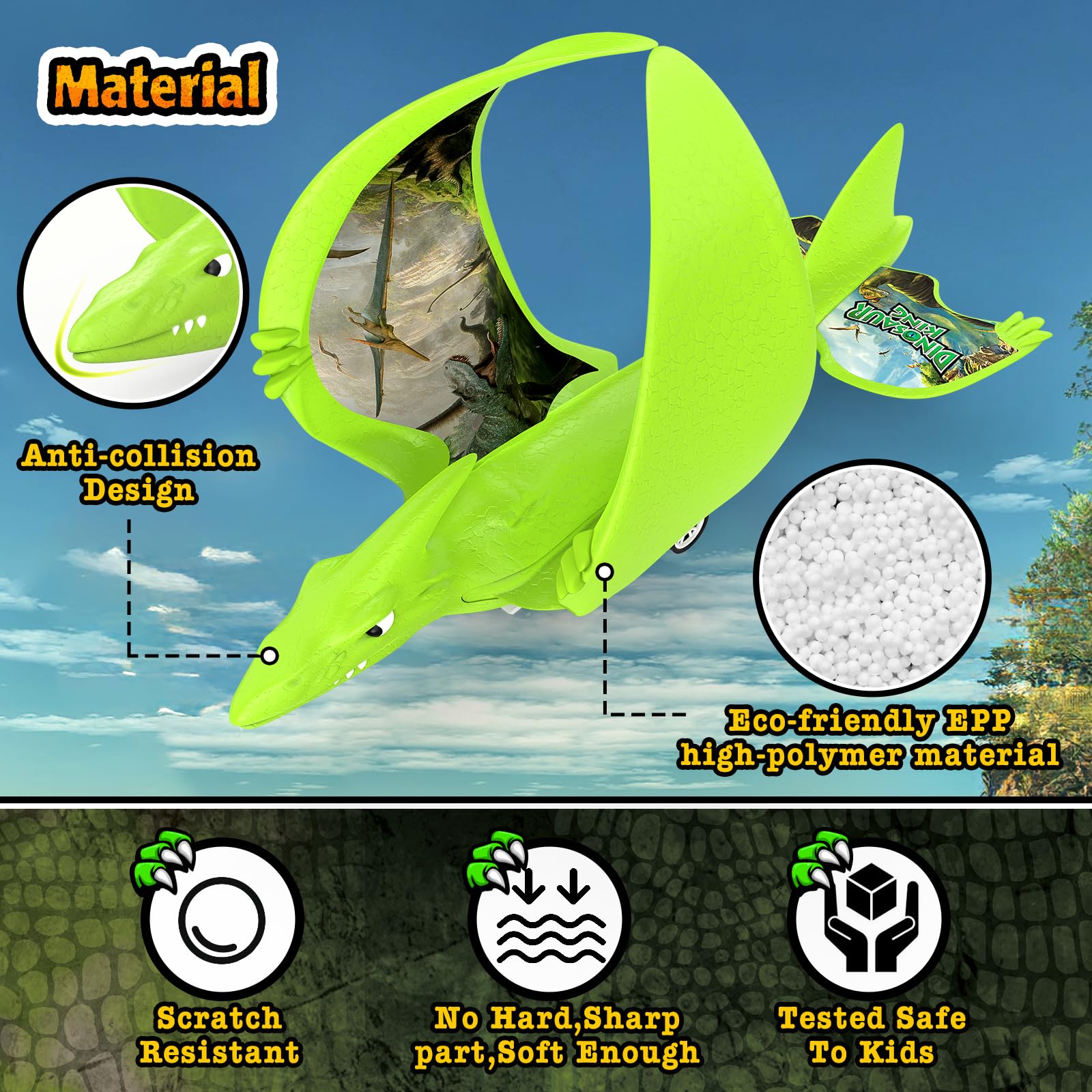 Foto 6 pulgar | Toy Airplane Launcher, Paquete De 3 Unidades, Espuma De Dinosaurio Para Niños Mayores De 4 Años - Venta Internacional.