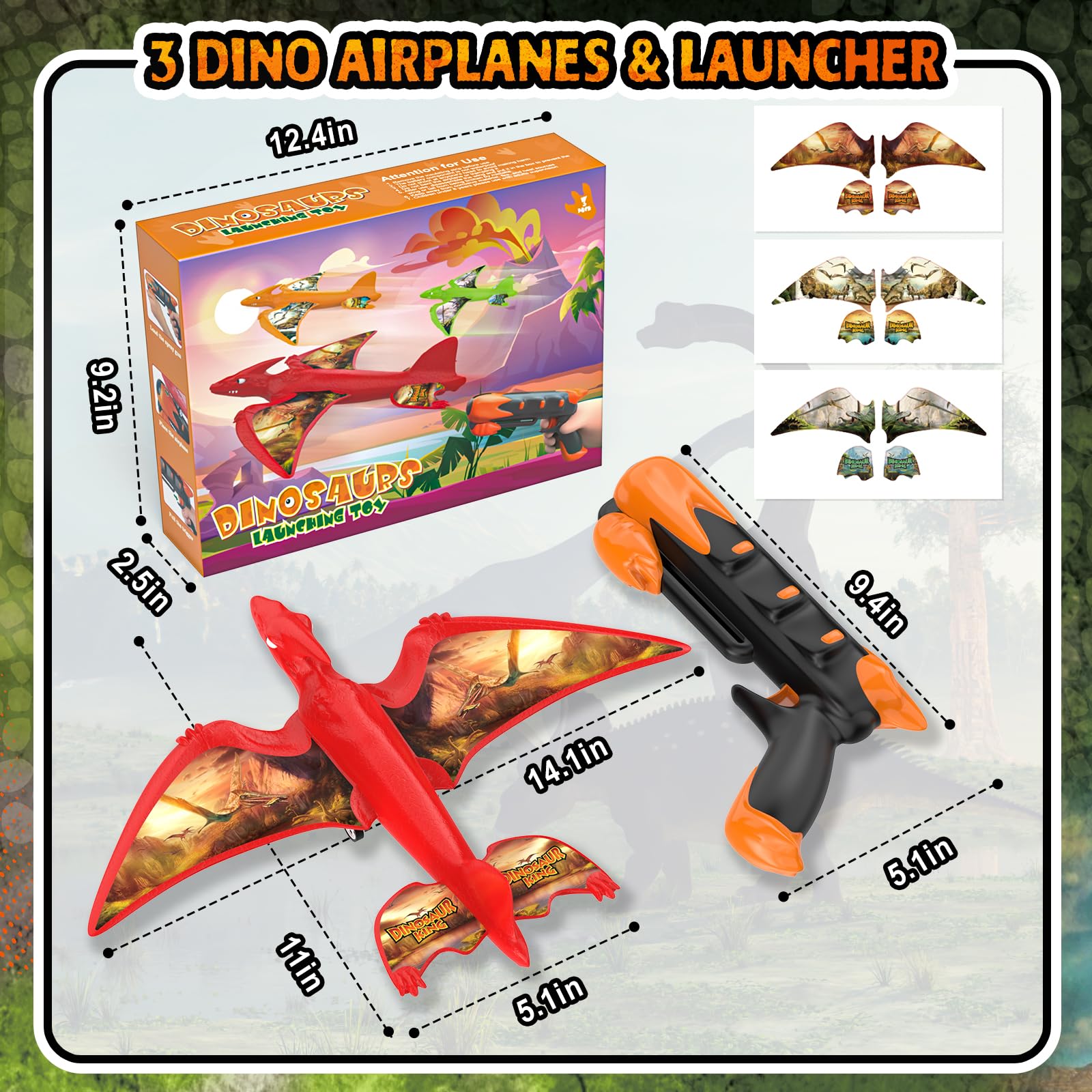 Foto 7 pulgar | Toy Airplane Launcher, Paquete De 3 Unidades, Espuma De Dinosaurio Para Niños Mayores De 4 Años - Venta Internacional.