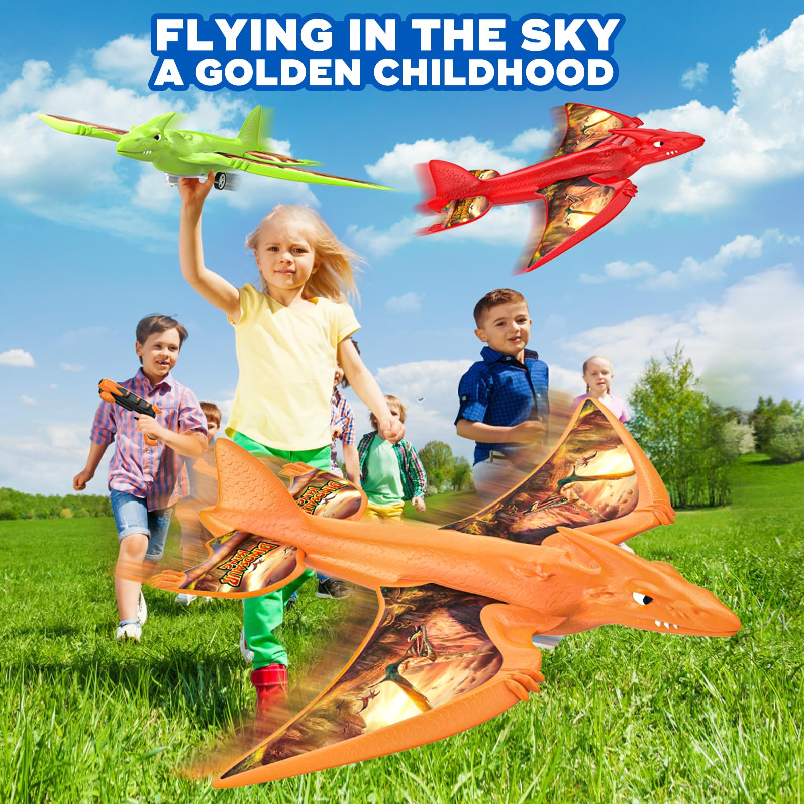 Foto 3 pulgar | Lanzador De Aviones De Juguete Onysurui, Dinosaurio, Con Led, 3 Aviones De Espuma - Venta Internacional.