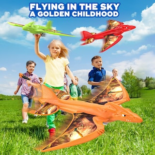 Foto 2 | Lanzador De Aviones De Juguete Onysurui, Dinosaurio, Con Led, 3 Aviones De Espuma - Venta Internacional.