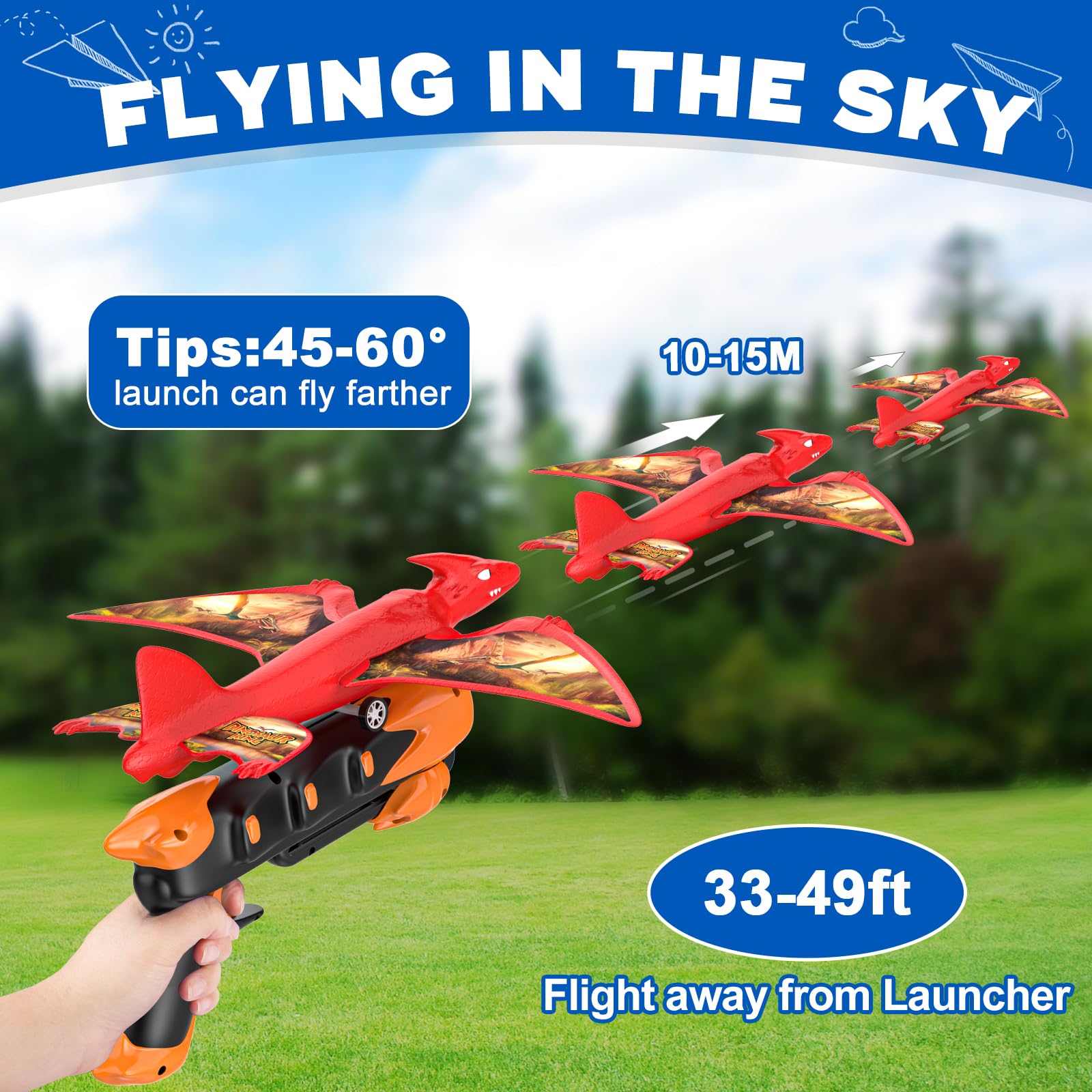 Foto 6 pulgar | Lanzador De Aviones De Juguete Onysurui, Dinosaurio, Con Led, 3 Aviones De Espuma - Venta Internacional.
