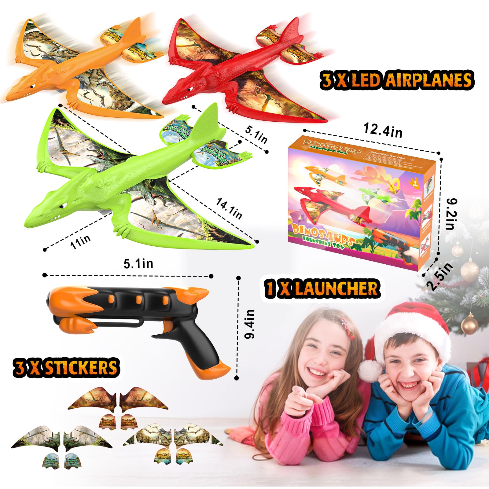 Foto 7 pulgar | Lanzador De Aviones De Juguete Onysurui, Dinosaurio, Con Led, 3 Aviones De Espuma - Venta Internacional.