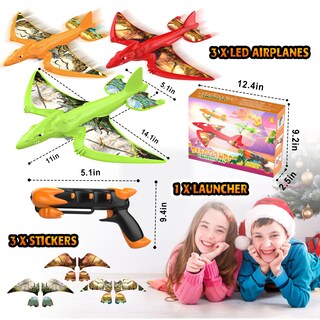 Foto 6 | Lanzador De Aviones De Juguete Onysurui, Dinosaurio, Con Led, 3 Aviones De Espuma - Venta Internacional.