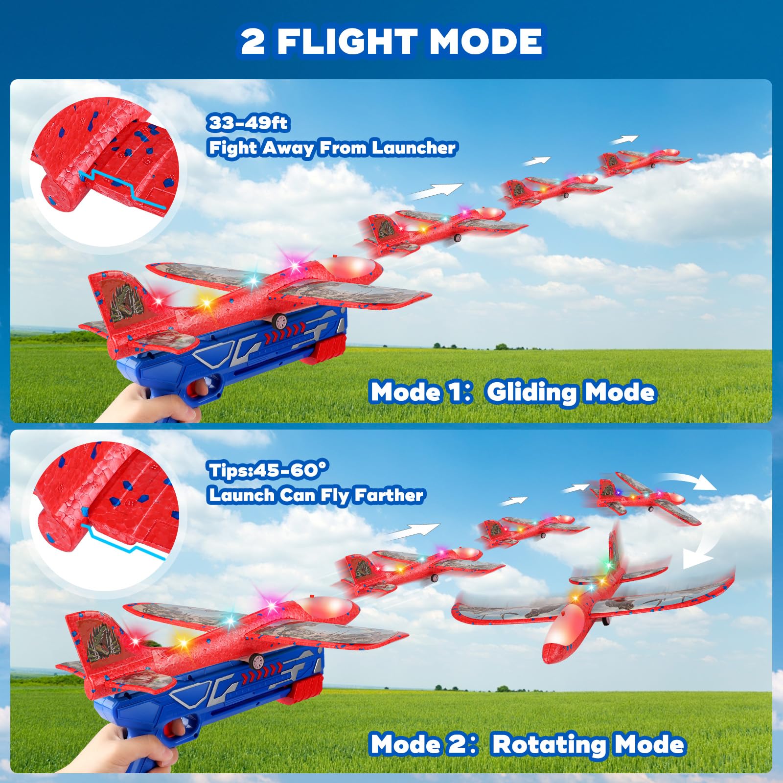 Foto 3 pulgar | Lanzador De Aviones De Juguete Aiencsai, Paquete De 3 Con Planeador De Espuma Led - Venta Internacional.