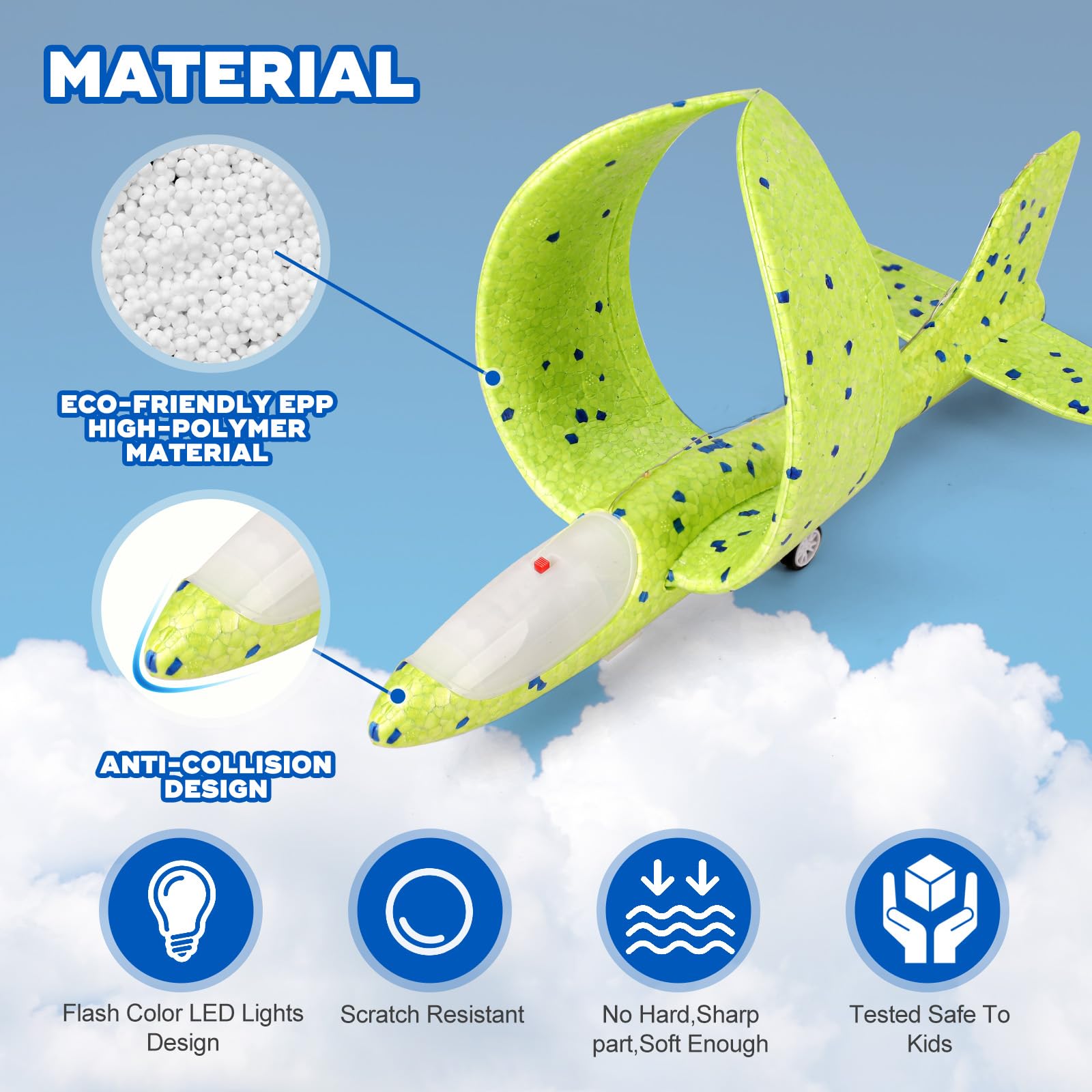 Foto 5 pulgar | Lanzador De Aviones De Juguete Aiencsai, Paquete De 3 Con Planeador De Espuma Led - Venta Internacional.
