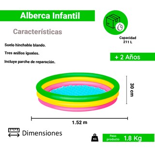 Foto 2 | Alberca Inflable Infantil Bestway 51103 Multicolor 152 cm