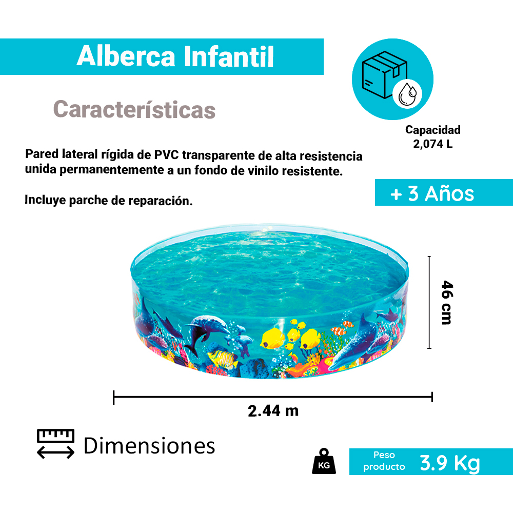 Foto 3 pulgar | Alberca Infantil Bestway 55031 color Transparente 244 cm