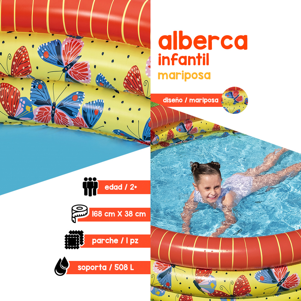 Foto 3 pulgar | Alberca Infantil Inflable Bestway 51202 Multicolor - Mariposas