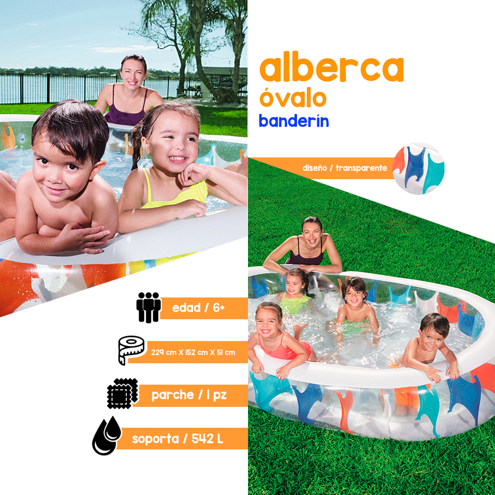 Foto 3 pulgar | Alberca Inflable Infantil Bestway 54066 Multicolor Ovalada