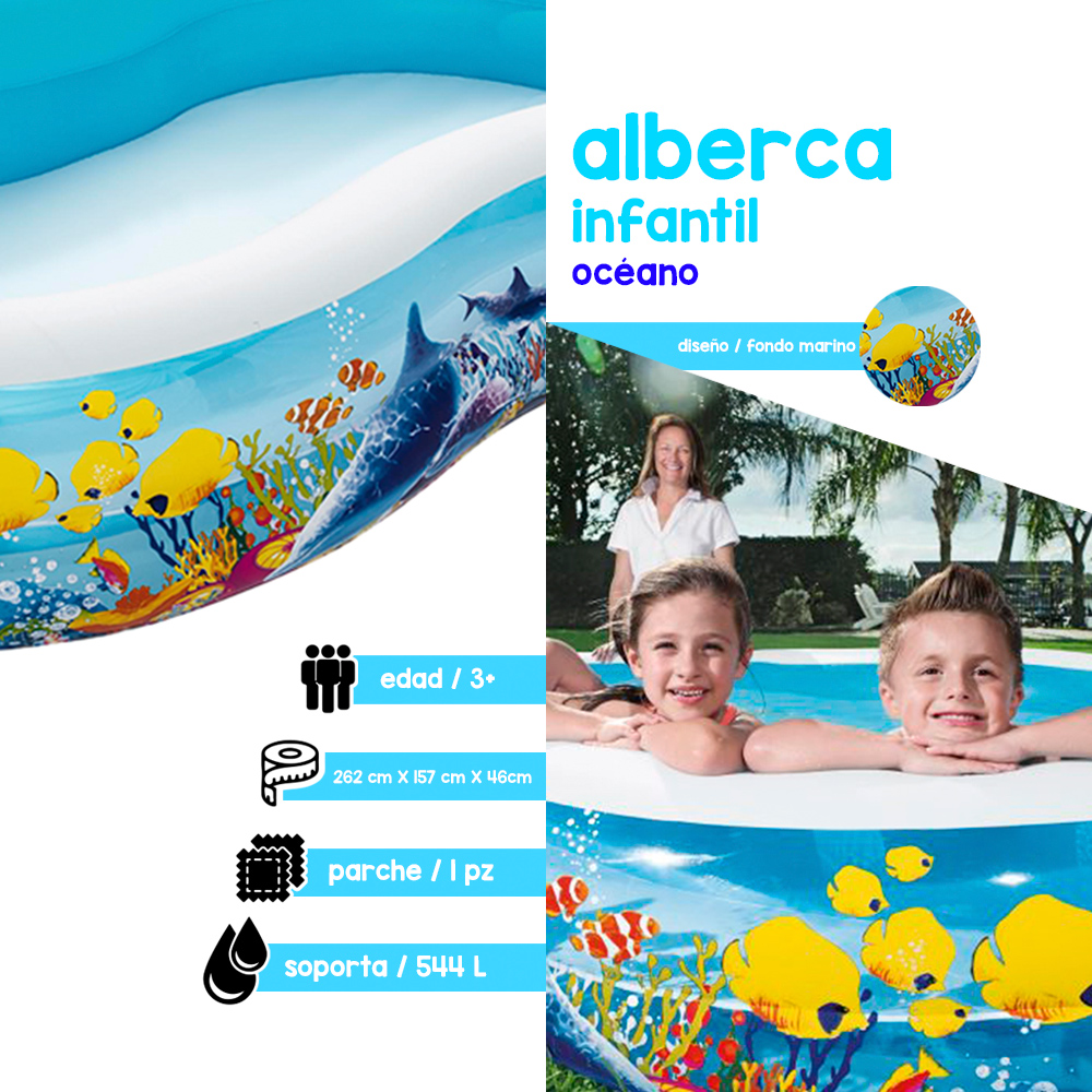 Foto 3 pulgar | Alberca Inflable Infantil Bestway 54118 color Azul Ovalada