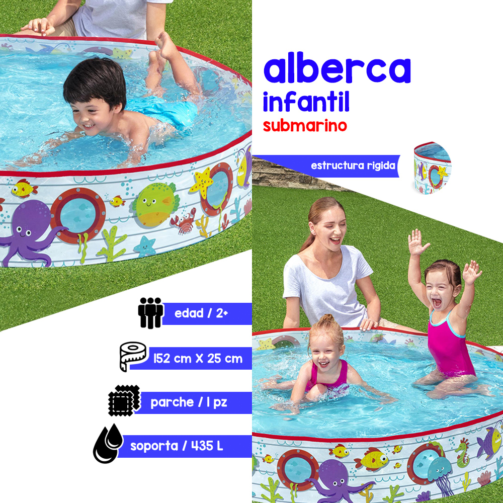 Foto 3 pulgar | Alberca Semirrigída Infantil Peces Y Pulpos 122 Cm Plástico Bestway