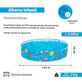 Foto 2 | Alberca Semirrígida Infantil Bestway 55028 color Azul - Animales Marinos