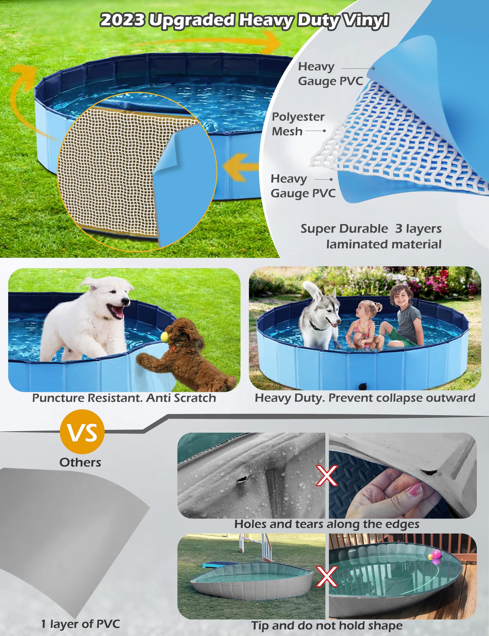 Foto 5 pulgar | Piscina Para Perros Jasonwell, Plegable, Plegable, De Plástico Duro, 150 Cm - Venta Internacional.