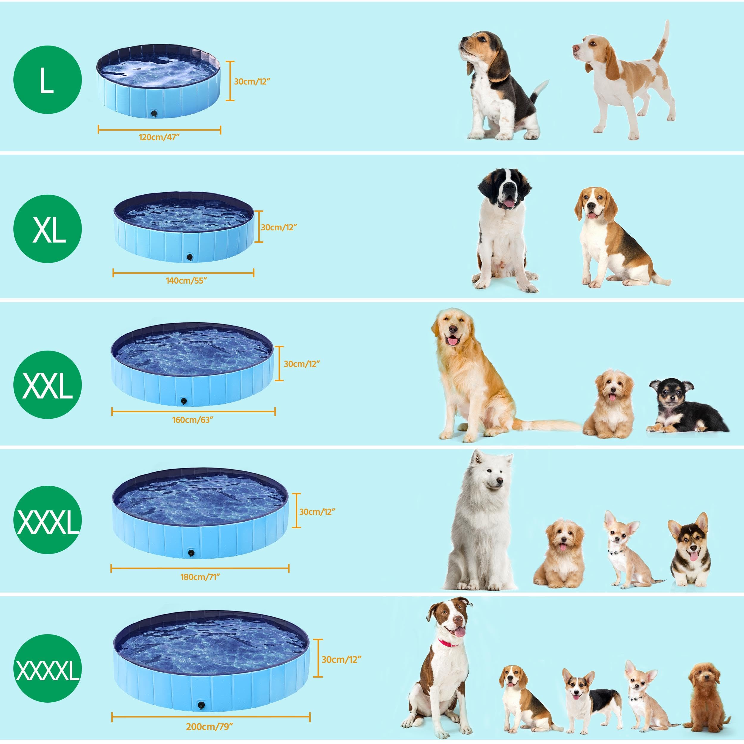 Foto 5 | Piscina Plegable Para Perros Yaheetech, Plegable, 160 X 30 Cm, Azul - Venta Internacional.