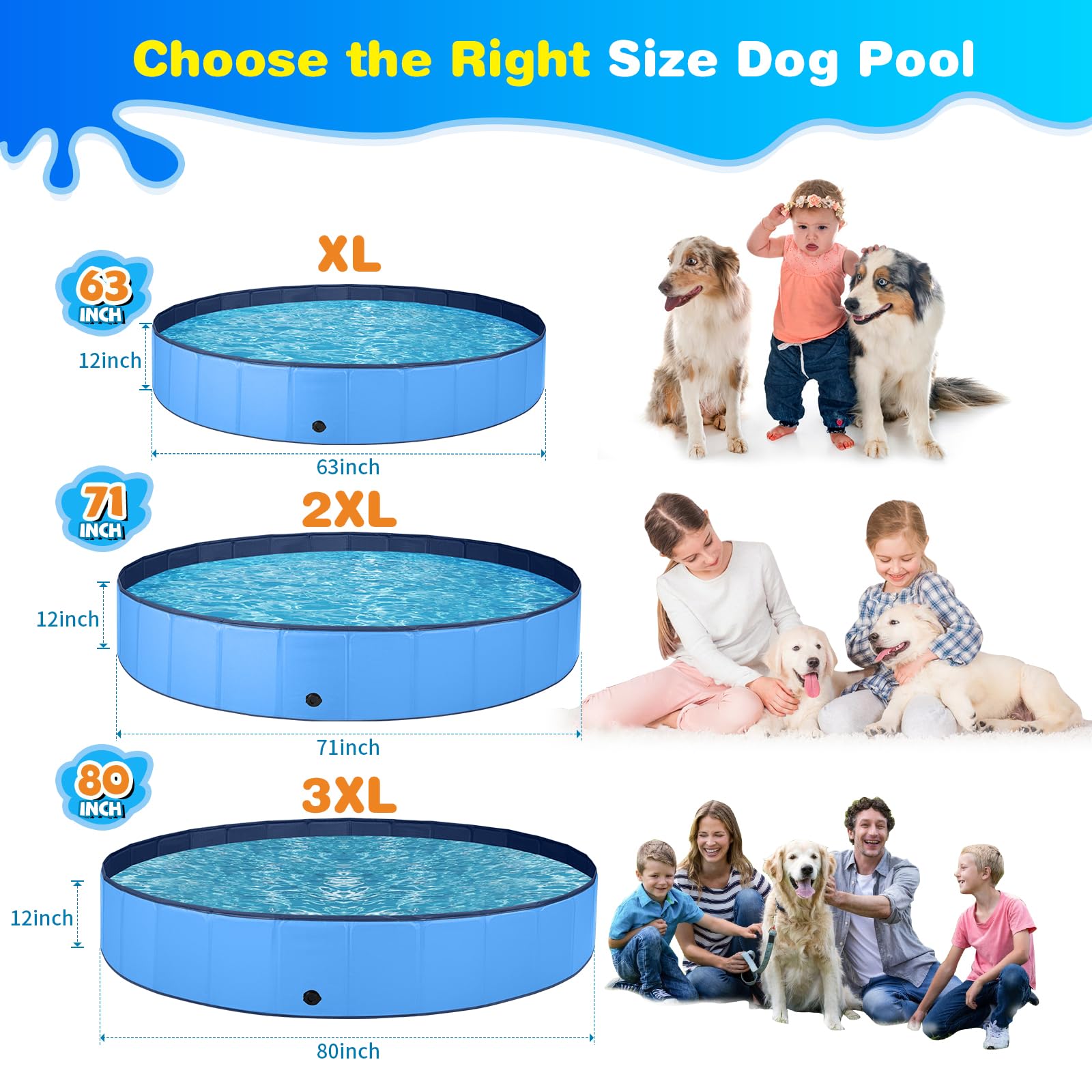 Foto 4 pulgar | Piscina Para Perros Grandes Jecoo, Plegable, De Plástico Duro, Portátil - Venta Internacional.