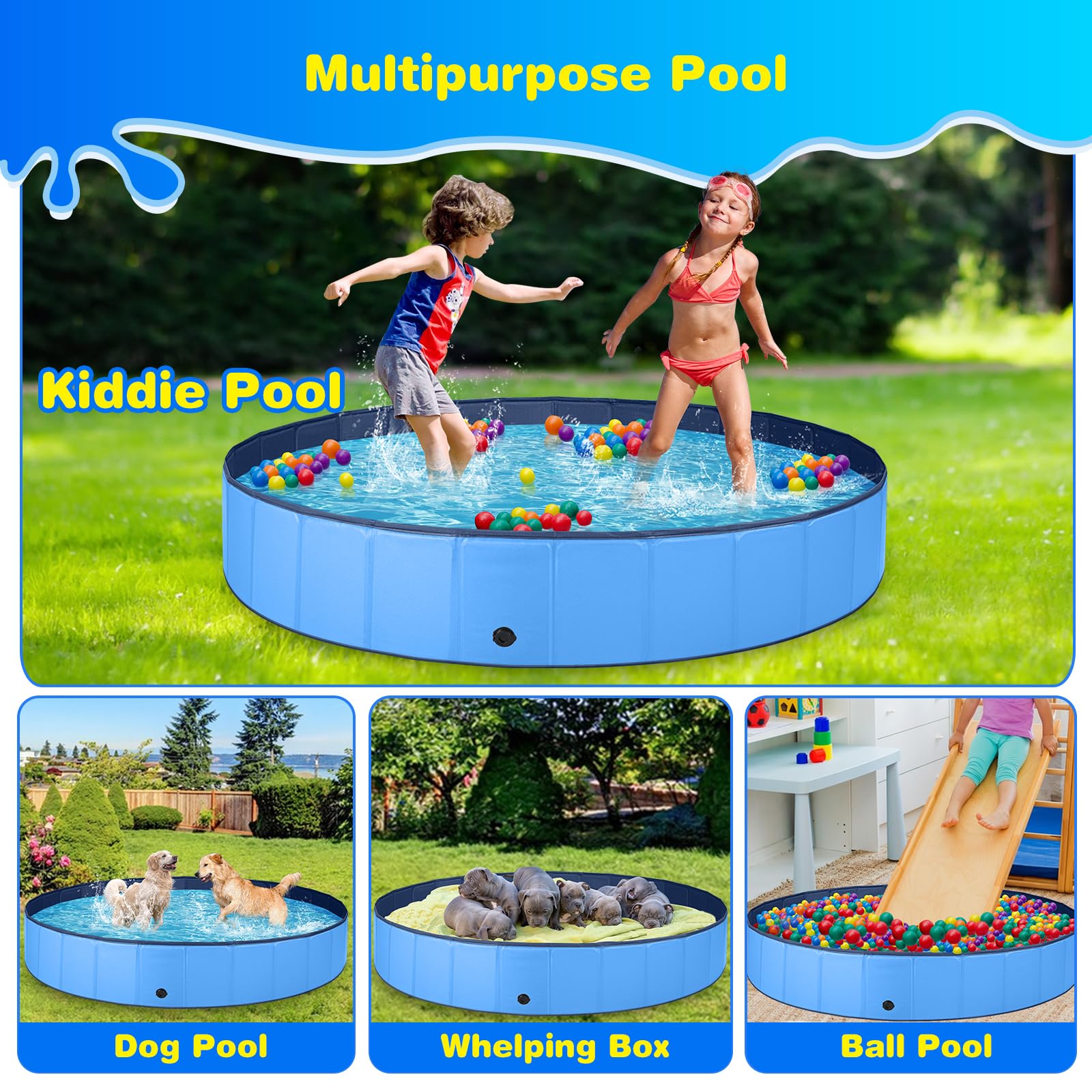 Foto 6 pulgar | Piscina Para Perros Grandes Jecoo, Plegable, De Plástico Duro, Portátil - Venta Internacional.