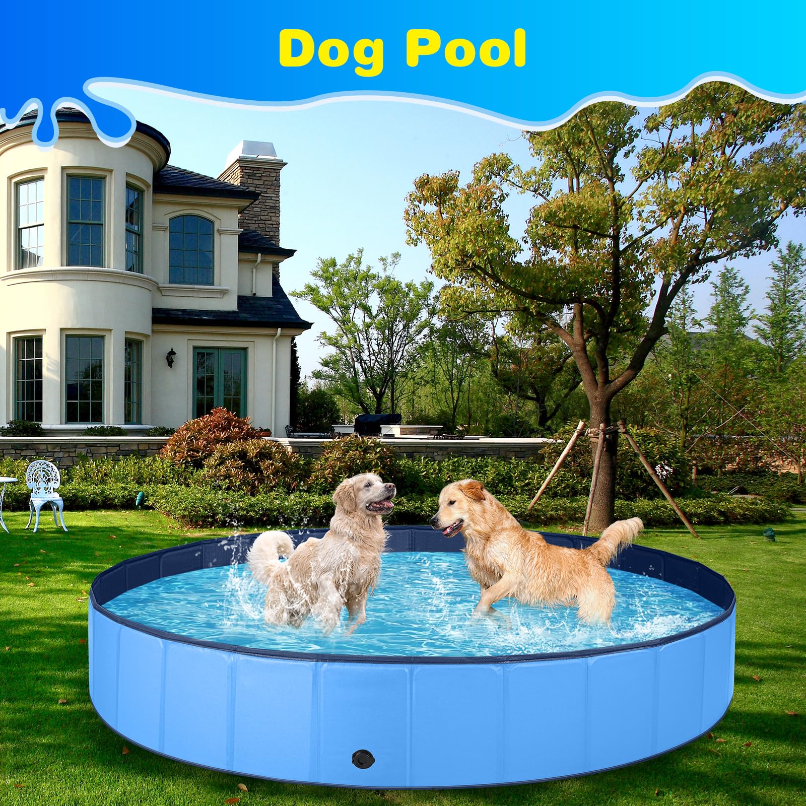 Foto 7 pulgar | Piscina Para Perros Grandes Jecoo, Plegable, De Plástico Duro, Portátil - Venta Internacional.