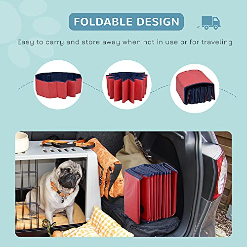 Foto 6 pulgar | Piscina Para Mascotas Pawhut, Pvc, Plegable, 160 X 30 Cm, Rojo/b - Venta Internacional.