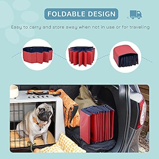 Foto 5 | Piscina Para Mascotas Pawhut, Pvc, Plegable, 160 X 30 Cm, Rojo/b - Venta Internacional.