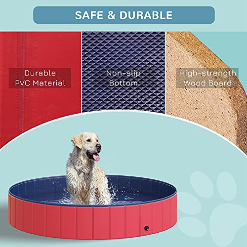 Foto 7 pulgar | Piscina Para Mascotas Pawhut, Pvc, Plegable, 160 X 30 Cm, Rojo/b - Venta Internacional.