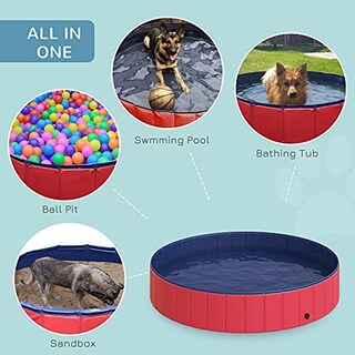 Foto 7 | Piscina Para Mascotas Pawhut, Pvc, Plegable, 160 X 30 Cm, Rojo/b - Venta Internacional.