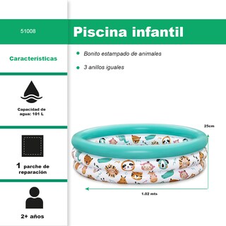 Foto 2 | Alberca Inflable Infantil Bestway Diseño Safari 102 Cm