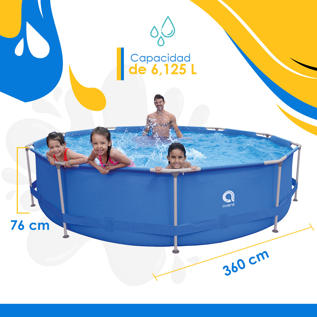 Foto 3 pulgar | Alberca Estructural Avenli 3.60 M X 76 Cm