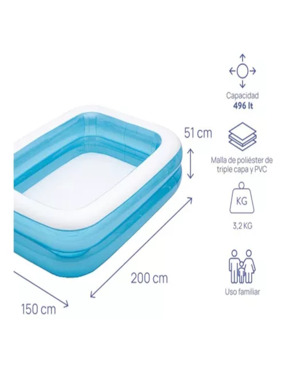 Foto 4 | Alberca Inflable Rectangular + Termo De Agua Güish