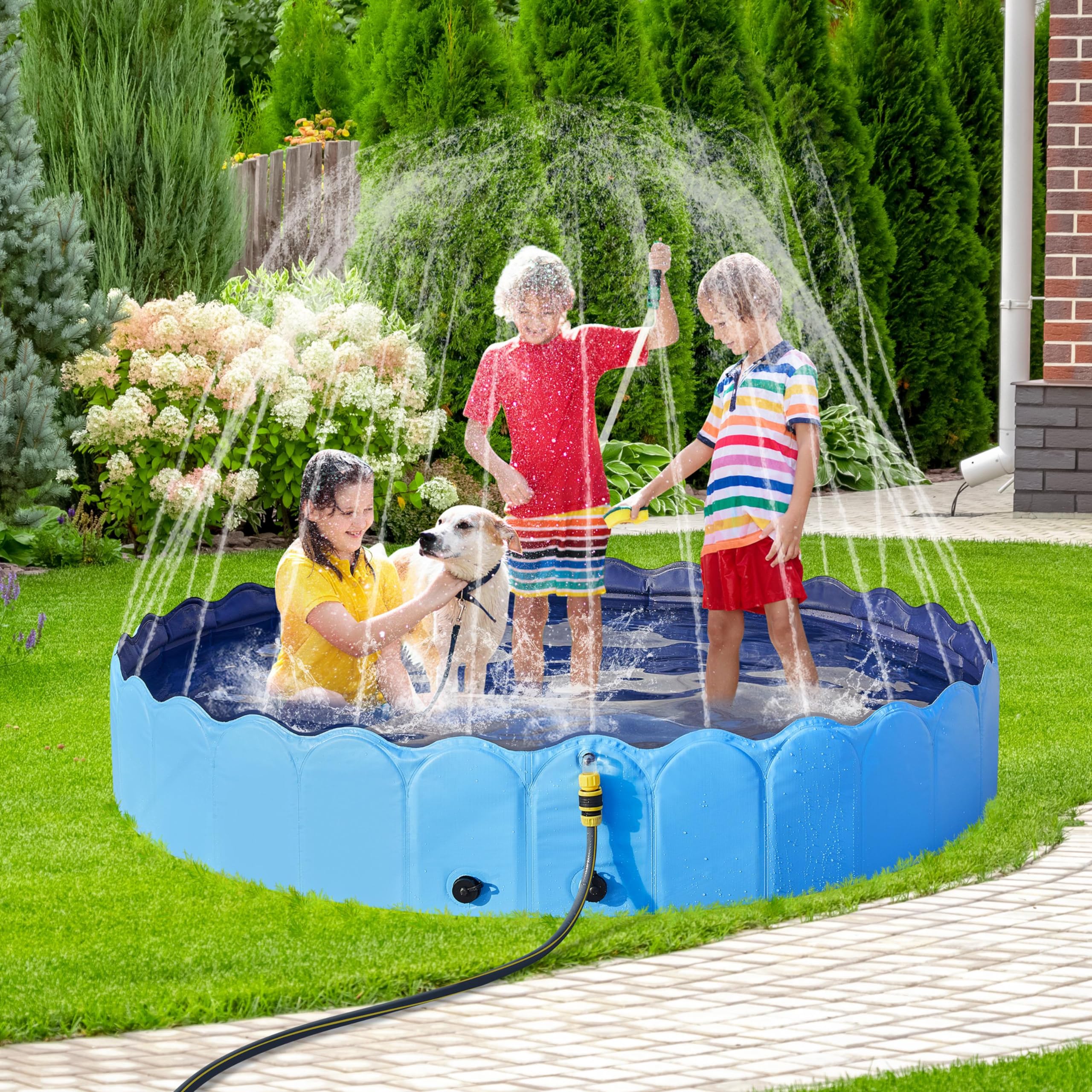 Foto 3 pulgar | Bañera Para Perros Yaheetech, Plegable Y Plegable Con Rociador, Color Azul - Venta Internacional.