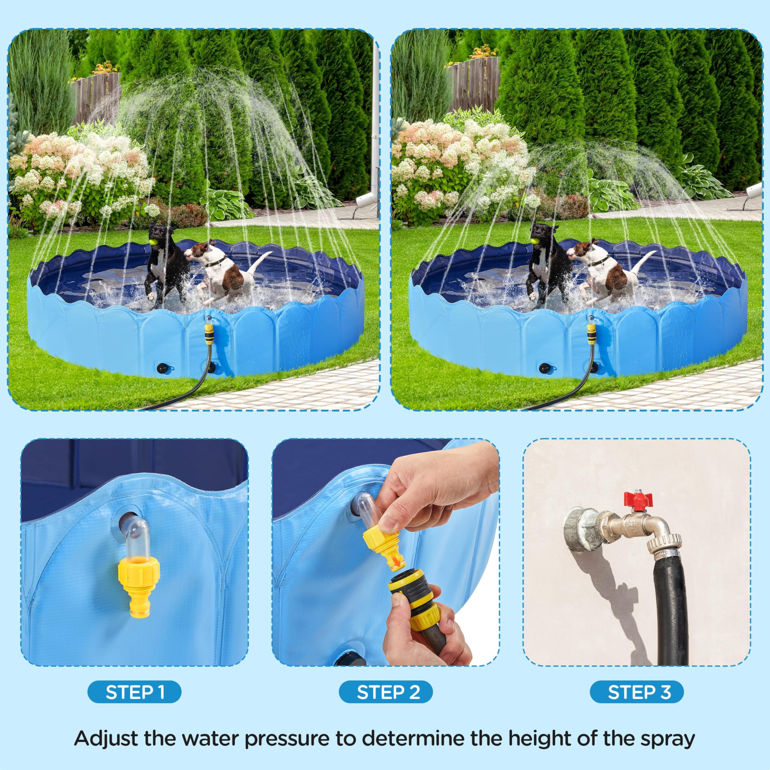 Foto 8 pulgar | Bañera Para Perros Yaheetech, Plegable Y Plegable Con Rociador, Color Azul - Venta Internacional.