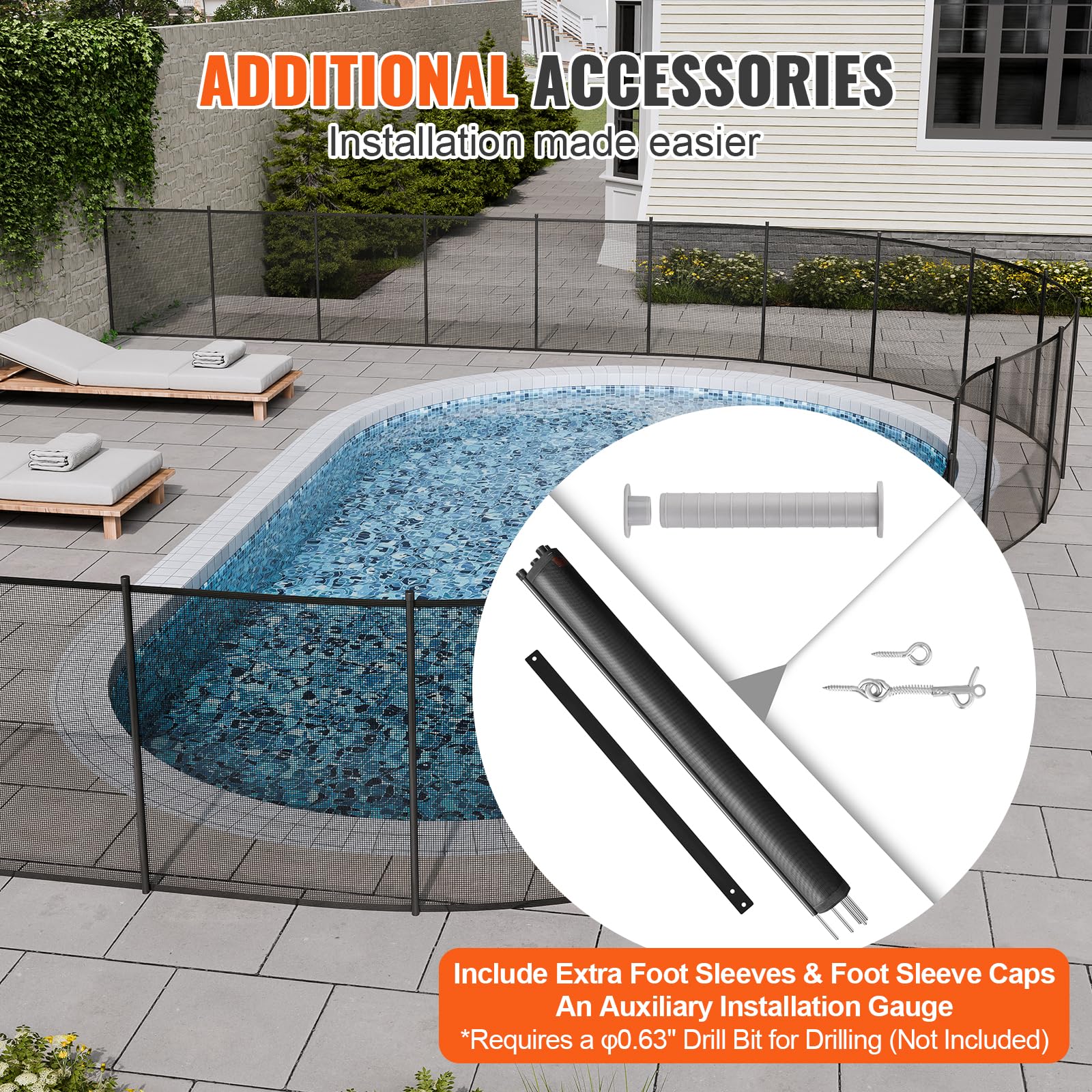 Foto 7 pulgar | Valla De Piscina Vevor De 1,21 X 21,95 M Para Piscinas Enterradas Con Accesorios - Venta Internacional.