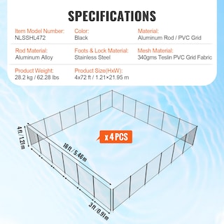 Foto 7 | Valla De Piscina Vevor De 1,21 X 21,95 M Para Piscinas Enterradas Con Accesorios - Venta Internacional.
