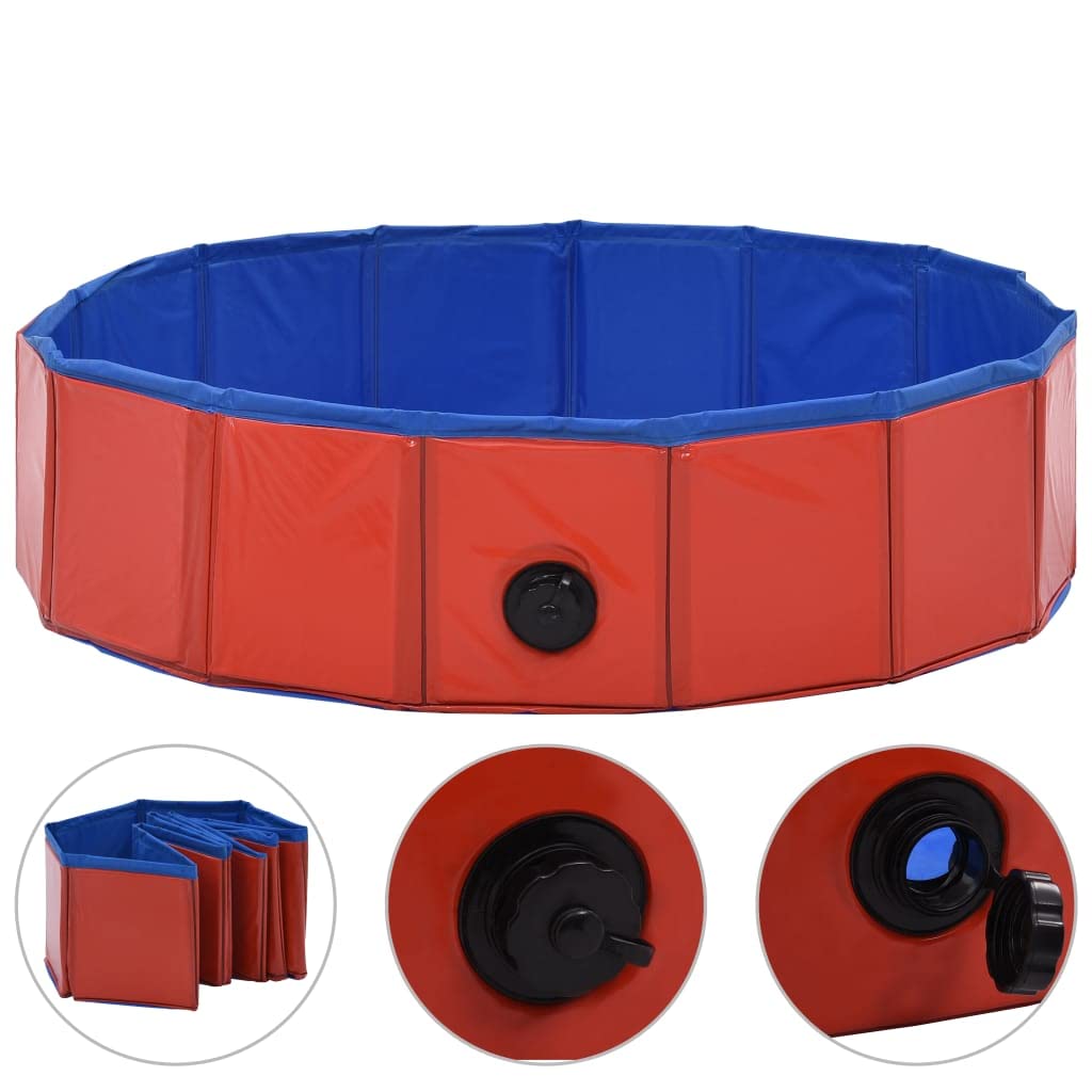 Foto 2 pulgar | Piscina Plegable Vidaxl De Pvc Para Perro, Color Rojo Y Azul - Venta Internacional.