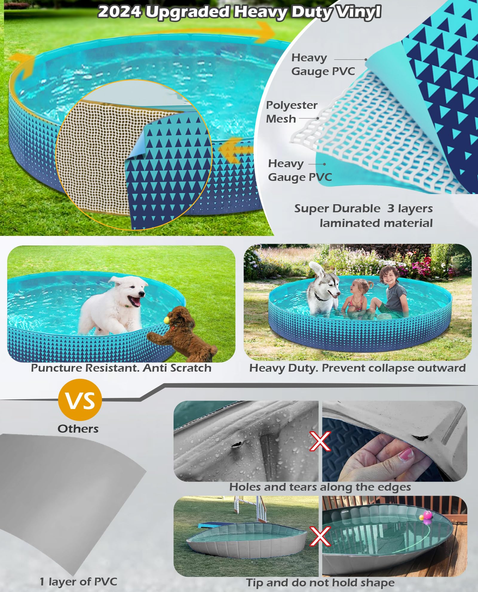 Foto 2 | Piscina Plegable Para Perros Y Niños Jasonwell 180l Para Patio Trasero - Venta Internacional.