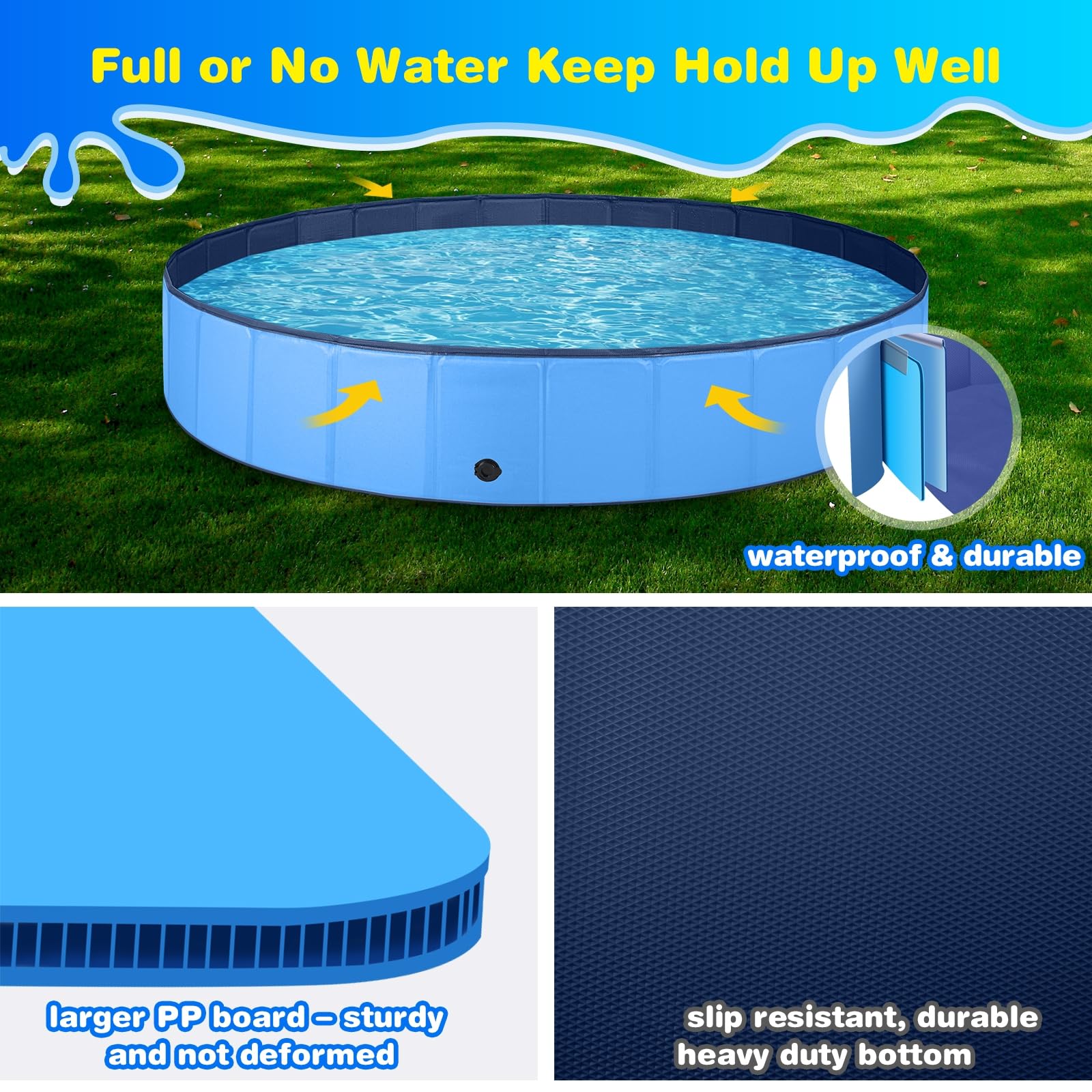 Foto 3 pulgar | Piscina Para Perros Grandes Jecoo, Plegable, De Plástico Duro - Venta Internacional.