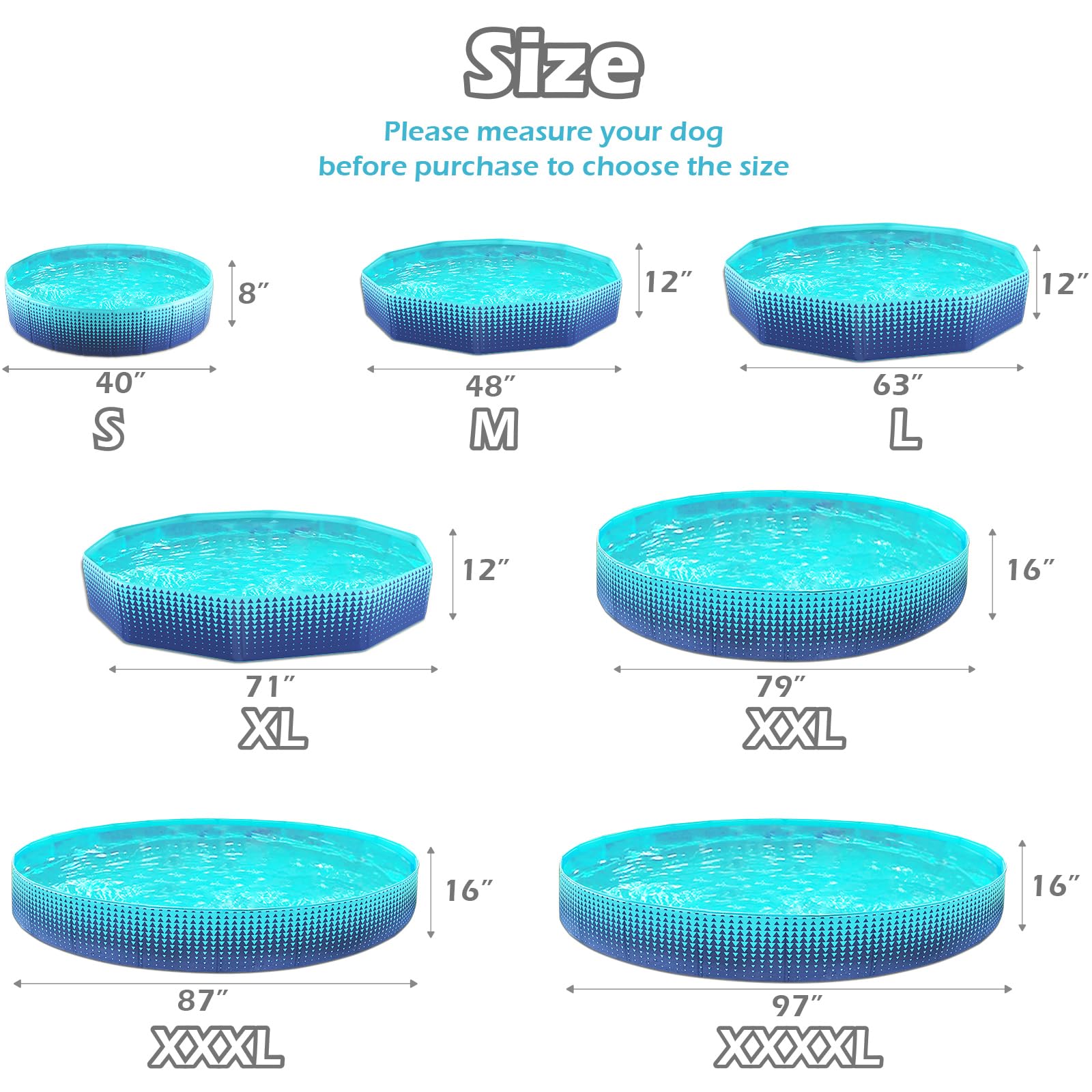 Foto 7 pulgar | Piscina Plegable Para Perros Y Niños Jasonwell, Plástico Duro, 150 Cm - Venta Internacional.